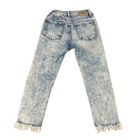 Jordache Blue Acid Wash Fringe Trim Denim Jeans Kids Girls Sz 6 - Picture 2 of 10
